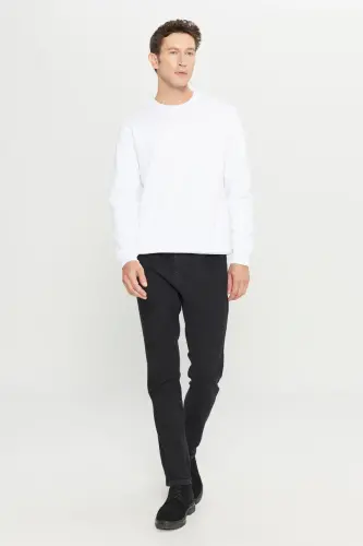 Erkek Beyaz Standart Fit Normal Kesim Içi Polarlı 3 Iplik Bisiklet Yaka Sweatshirt - Beyaz - AC&CO / ALTINYILDIZ CLASSICS (1)