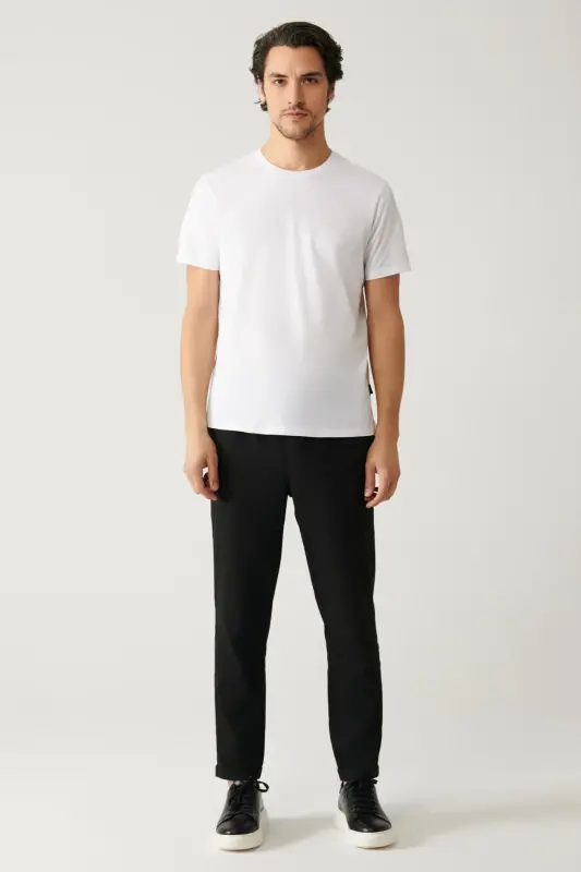 Erkek Beyaz Basic Pamuklu T-shirt E001000 - Beyaz - 6