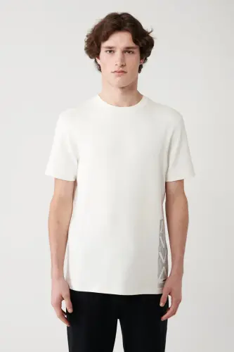 Erkek Beyaz Baskılı Bisiklet Yaka Soft Touch Regular Fit T-Shirt A41Y1328 - Beyaz - 1