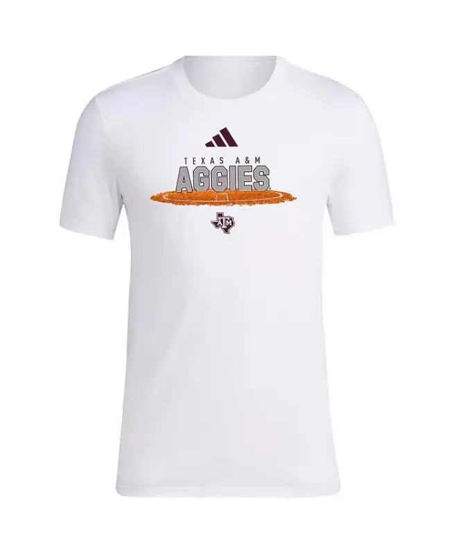 Men's White Texas A M Aggies Softball Pitcher's Circle T-Shirt-White - 3