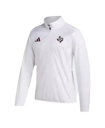 Men's White Texas A&M Aggies Sideline AEROREADY Raglan Sleeve Quarter-Zip Jacket - White - 3