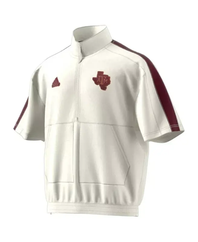 Men's White Texas A&M Aggies Strategy Pullover Half-Zip Short Sleeve Jacket - White - 2