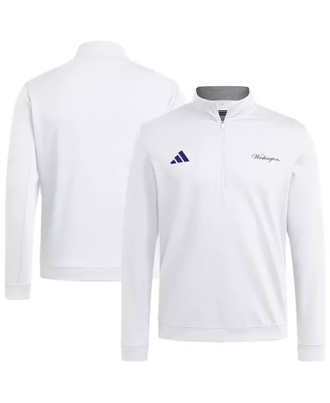 Men's White Washington Huskies Elevated Quarter-Zip Jacket-White - ADIDAS