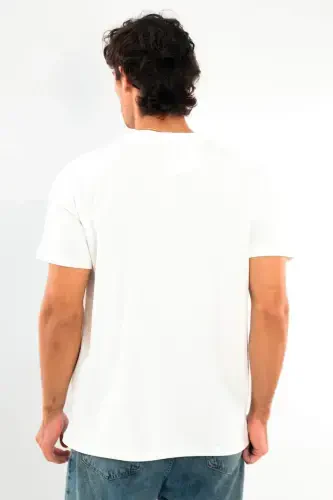 Angelino Erkek Bisiklet Yaka %100 Pamuk Beyaz T-Shirt - 5