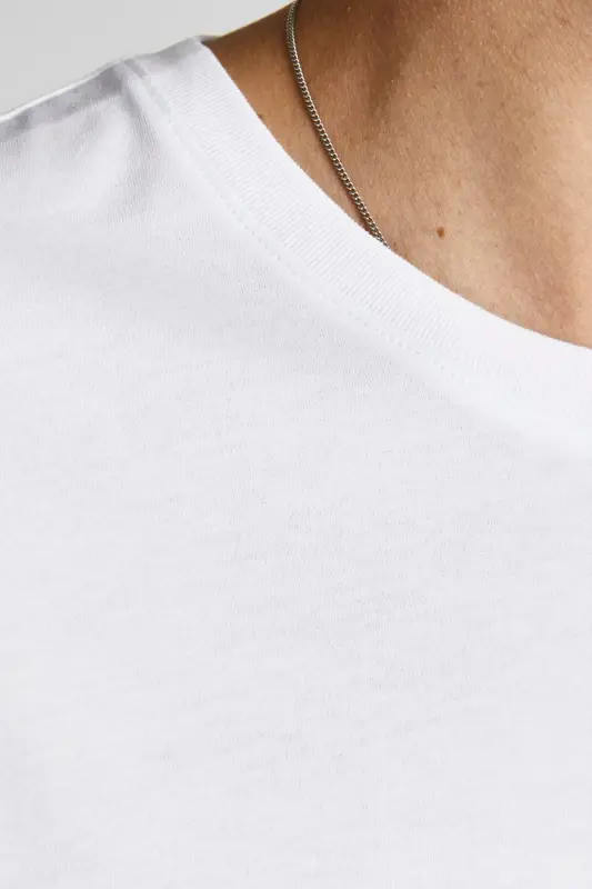 Erkek Bisiklet Yaka Logo Baskılı Tişört - Corplogo-White - 3