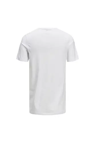 Erkek Bisiklet Yaka Logo Baskılı Tişört - Corplogo-White - 4