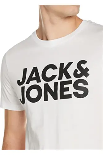 Erkek Bisiklet Yaka Logo Baskılı Tişört - Corplogo-White - 5