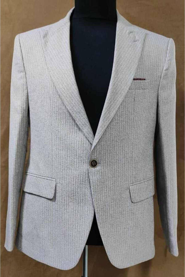 Erkek Blazer Ceket Italyan Stil Slim Fit Sivri Yaka Tek'li 6 Drop Takım Elbise Konbin Yapılır - 1