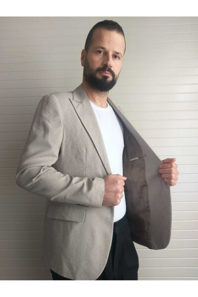 Erkek Blazer Ceket Italyan Stil Slim Fit Sivri Yaka Tek'li 6 Drop Takım Elbise Konbin Yapılır - 2