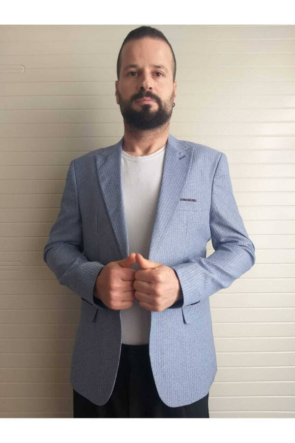 Erkek Blazer Ceket Italyan Stil Slim Fit Sivri Yaka Tek'li 6 Drop Takım Elbise Konbin Yapılır - 2