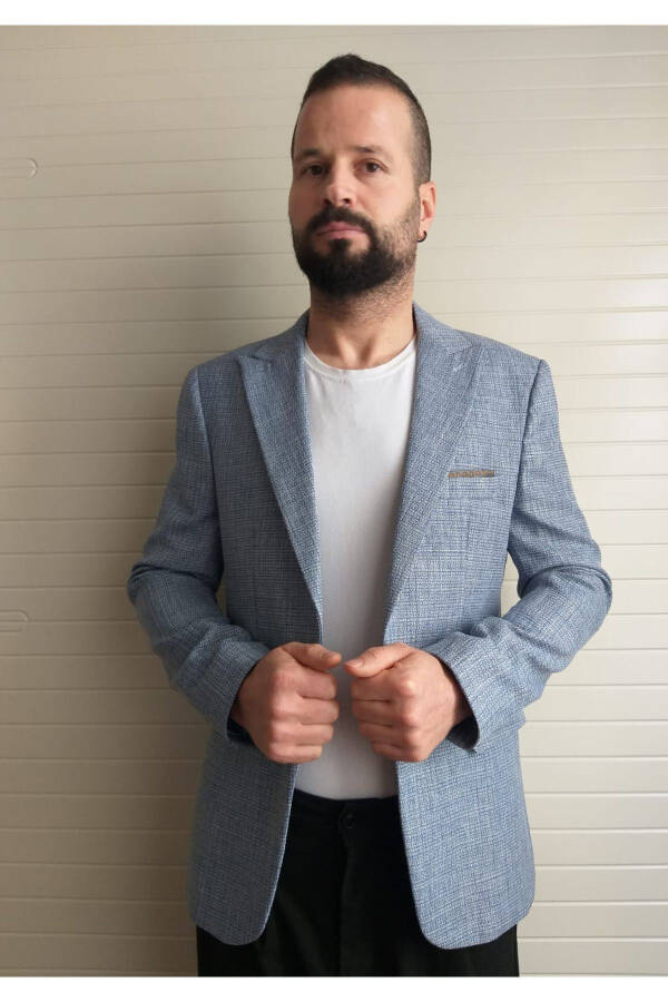 Erkek Blazer Ceket Italyan Stil Slim Fit Sivri Yaka Tek'li Ceket 6 Drop Takım Elbise Konbin Yapılır - 2