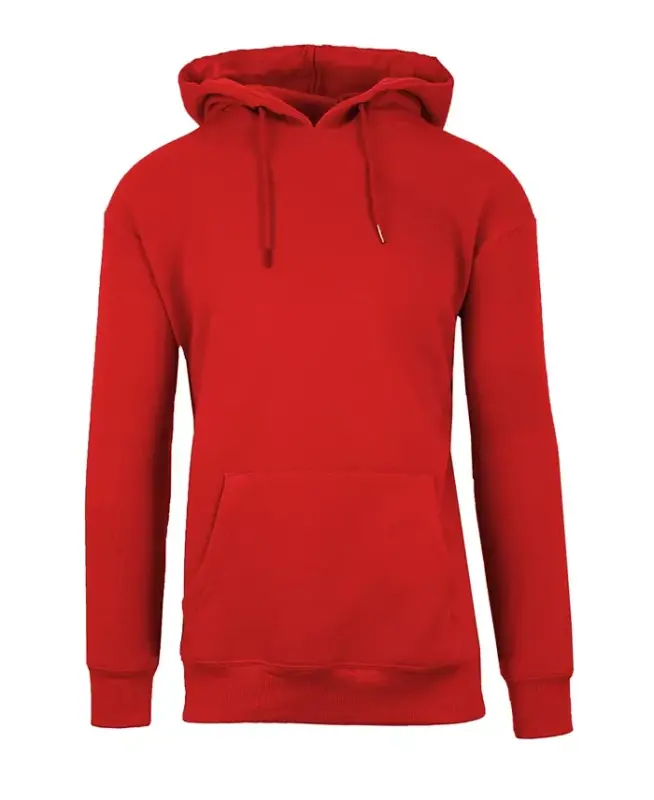 Men's Oversized Slim-Fit Fleece-Lined Pullover Hoodie-Red - 1