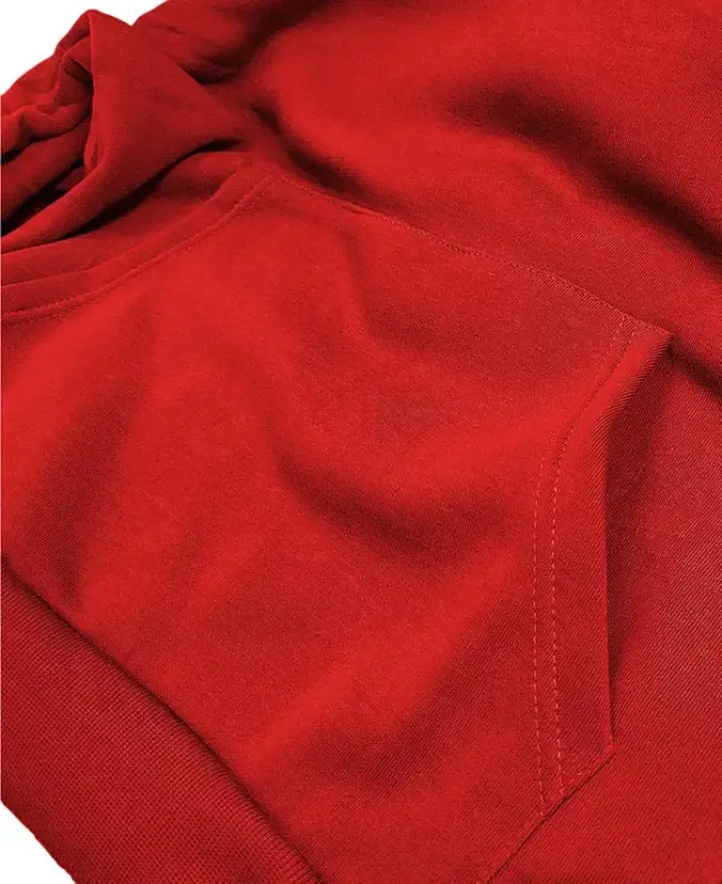 Men's Oversized Slim-Fit Fleece-Lined Pullover Hoodie-Red - 3