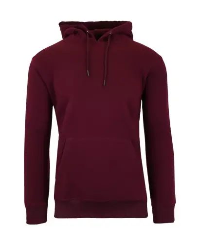 Men's Oversized Slim-Fit Fleece-Lined Pullover Hoodie - Burgundy 