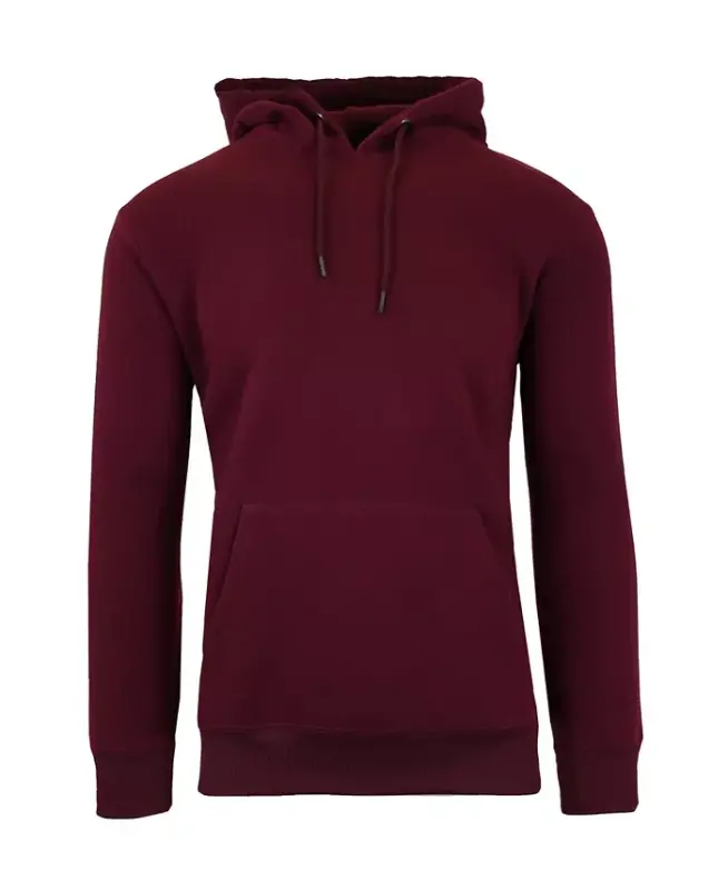 Men's Oversized Slim-Fit Fleece-Lined Pullover Hoodie - Burgundy - 1