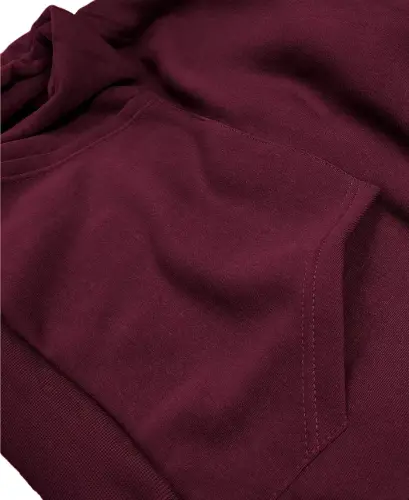 Men's Oversized Slim-Fit Fleece-Lined Pullover Hoodie - Burgundy - 3