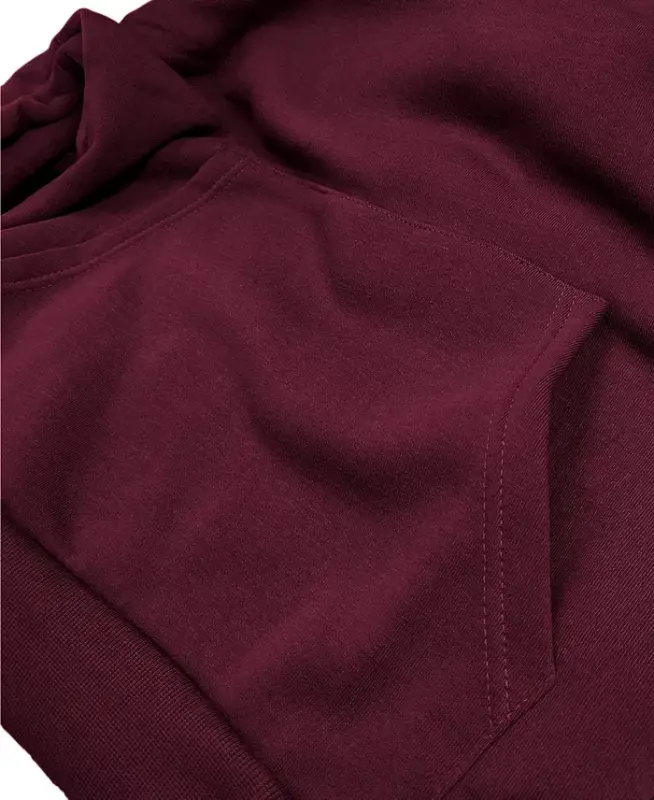 Men's Oversized Slim-Fit Fleece-Lined Pullover Hoodie - Burgundy - 3