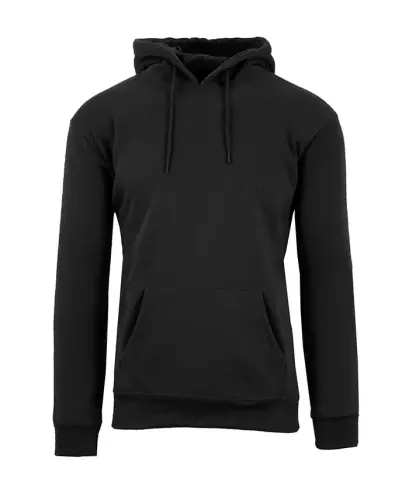 Men's Oversized Slim-Fit Fleece-Lined Pullover Hoodie-Black 