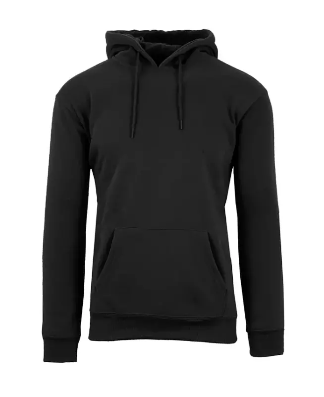 Men's Oversized Slim-Fit Fleece-Lined Pullover Hoodie-Black - 1