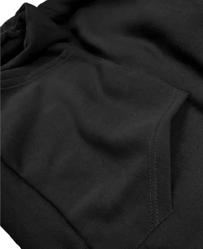 Men's Oversized Slim-Fit Fleece-Lined Pullover Hoodie - Black - 3
