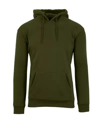 Men's Oversized Slim-Fit Fleece-Lined Pullover Hoodie - Olive 
