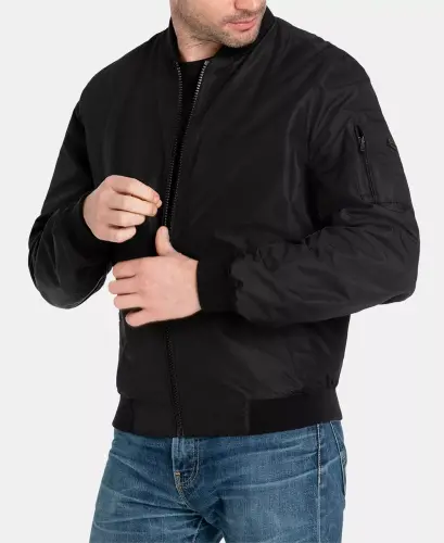 Men's Bomber Jacket, Created for Modazone - Black - 2