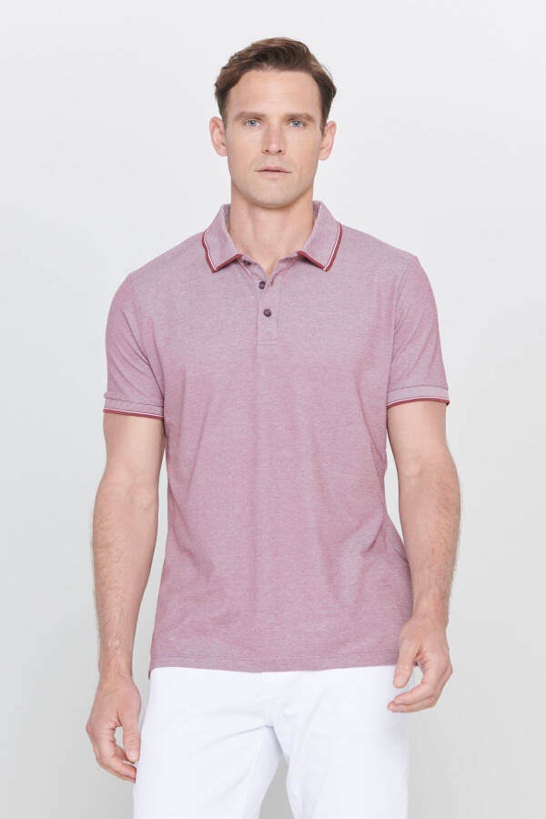 Erkek Bordo-açık Siyah-açık Lacivert 3'lü Çekmeyen Pamuklu Slim Fit Kıvrılmaz Polo Yaka Basic Tişört - BORDO-ACIK SIYAH-ACIK LACI - 4