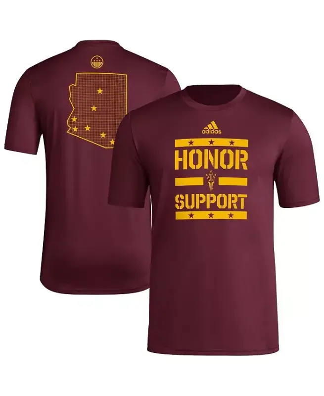 Men's Maroon Arizona State Sun Devils Honor Support Pre-Game T-Shirt - Maroon - ADIDAS