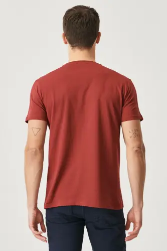 Erkek BORDO-BORDO 2'li Paket Slim Fit Dar Kesim Pamuklu Basic Tişört - BORDO-BORDO - 6