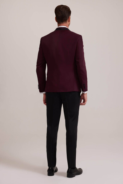 Erkek Bordo Çıkma Şal Yaka Slim Fit Damatlık - 16