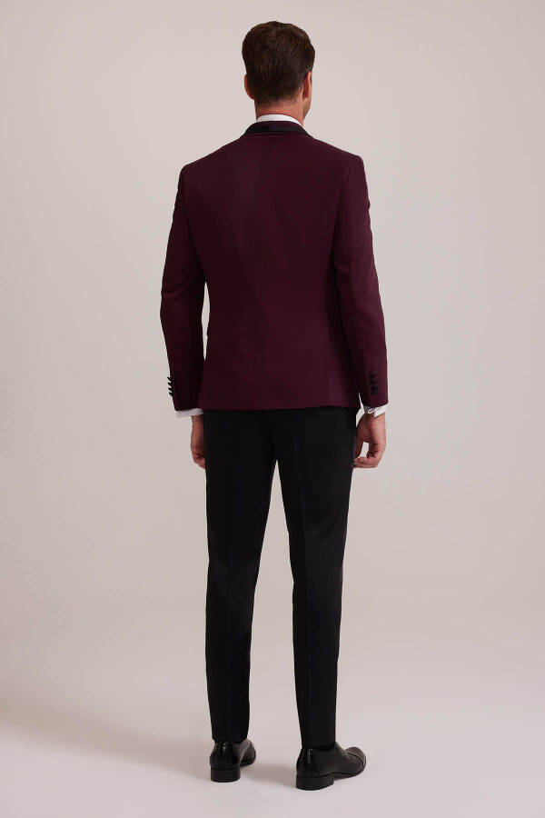 Erkek Bordo Çıkma Şal Yaka Slim Fit Damatlık - 5