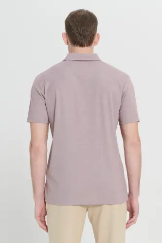 Erkek Bordo Comfort Fit Rahat Kesim Polo Yaka Pamuklu Kısa Kollu Tişört-Bordo - 6