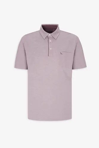 Erkek Bordo Comfort Fit Rahat Kesim Polo Yaka Pamuklu Kısa Kollu Tişört-Bordo - 7