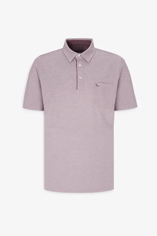 Erkek Bordo Comfort Fit Rahat Kesim Polo Yaka Pamuklu Kısa Kollu Tişört-Bordo - 7