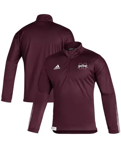 Men's Maroon Mississippi State Bulldogs 2021 Sideline Quarter-Zip Jacket - Maroon - 1