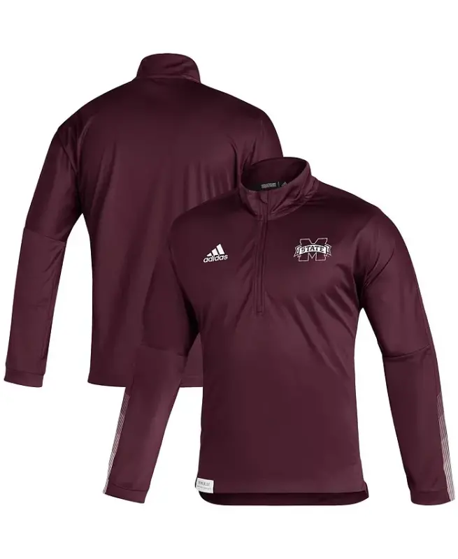 Men's Maroon Mississippi State Bulldogs 2021 Sideline Quarter-Zip Jacket - Maroon - 1