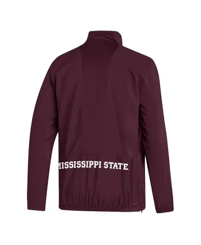 Men's Maroon Mississippi State Bulldogs AEROREADY Half-Zip Jacket-Maroon - ADIDAS (1)