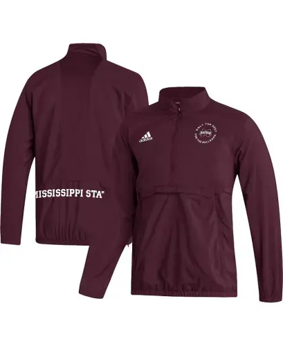 Men's Maroon Mississippi State Bulldogs AEROREADY Half-Zip Jacket - Maroon - 1