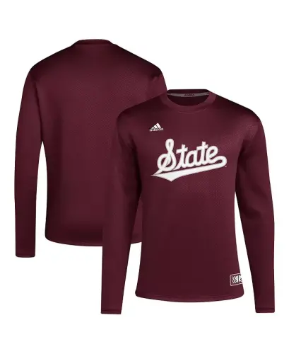 Men's Maroon Mississippi State Bulldogs Reverse Retro Baseball Script Pullover Sweatshirt - Maroon - 1
