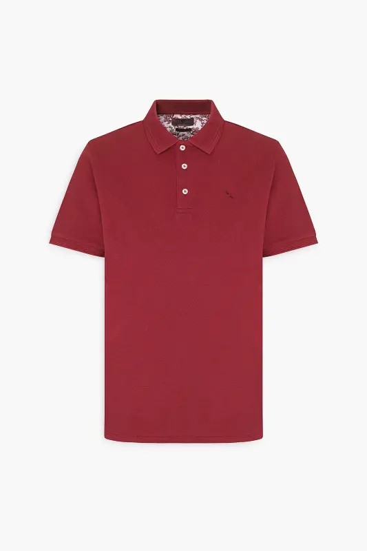 Erkek Bordo Slim Fit Dar Kesim Polo Yaka %100 Pamuk Kısa Kollu Tişört - Bordo - 6