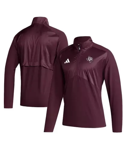 Men's Maroon Texas A&M Aggies Sideline AEROREADY Raglan Sleeve Quarter-Zip Jacket - Maroon - ADIDAS (1)