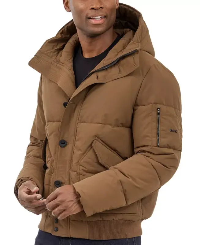 Men's Crinkle Nylon Heavy Short Snorkel Coat - Mocha - 3