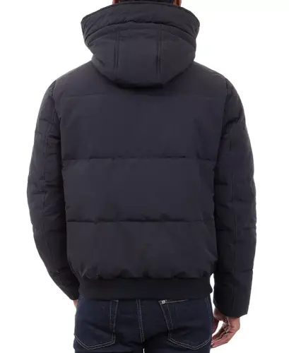 Men's Crinkle Nylon Heavy Short Snorkel Coat - Black - 2