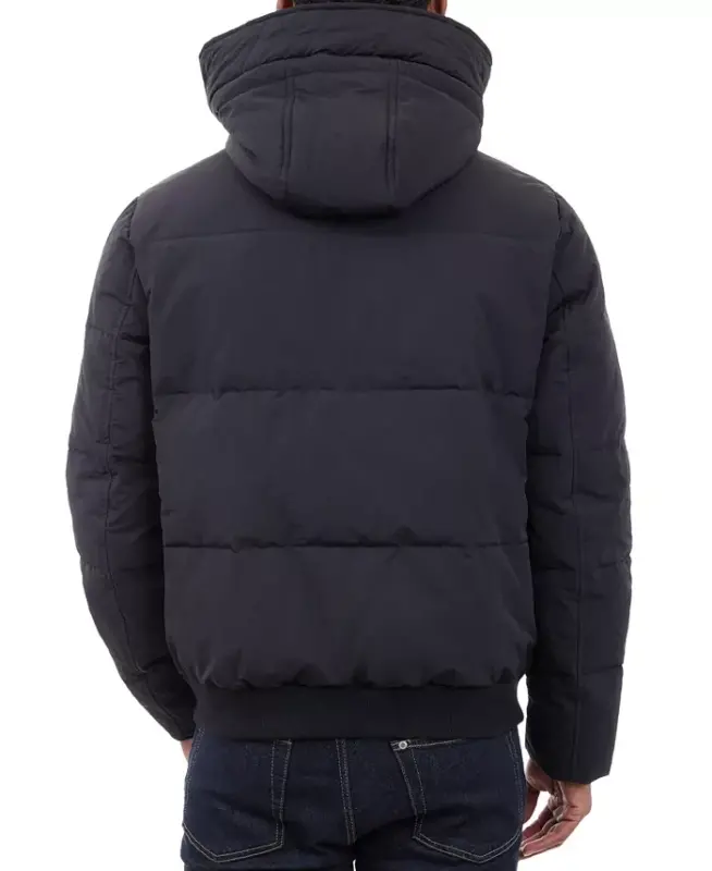 Men's Crinkle Nylon Heavy Short Snorkel Coat - Black - 2