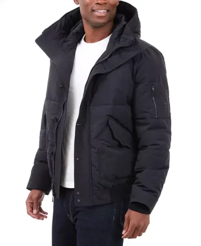 Men's Crinkle Nylon Heavy Short Snorkel Coat - Black - 4
