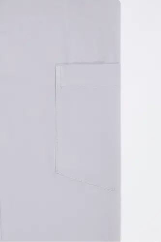 Erkek Big Size Büyük Beden Uzun Kollu Pamuklu Tek Cepli Saten Gri Gömlek - Gri - 4