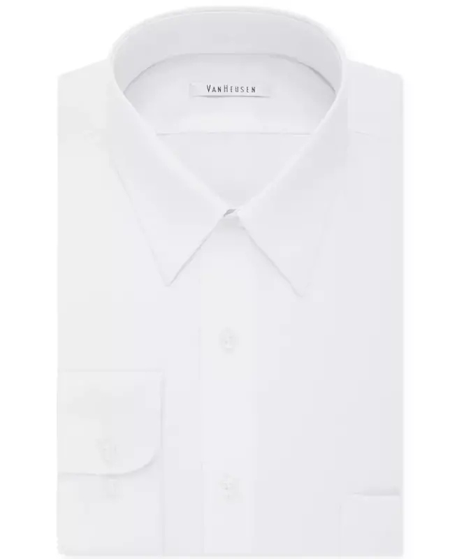 Men's Bigger Fit Wrinkle Free Poplin Solid Dress Shirt - VAN HEUSEN