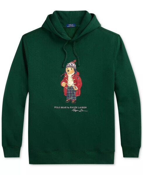 Erkek Büyük Beden Polo Bear Polar Kumaş Kapşonlu Sweatshirt Yeşil - 5