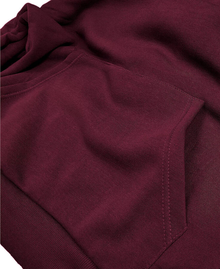 Erkek Büyük Beden Slim Fit Polar Astarlı Kapüşonlu Sweatshirt Bordo - 3