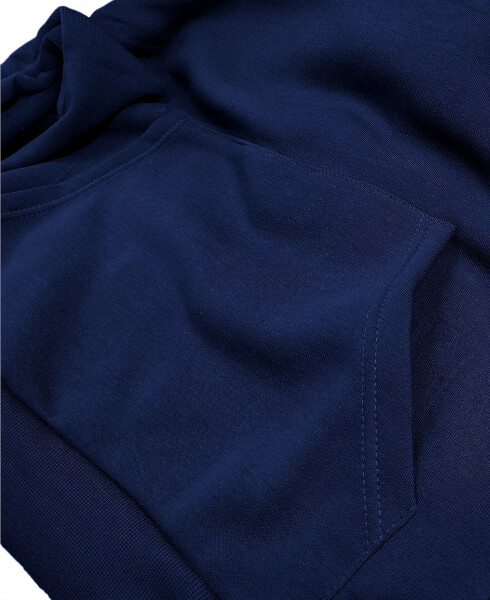 Erkek Büyük Beden Slim Fit Polar Astarlı Kapüşonlu Sweatshirt Navy - 3